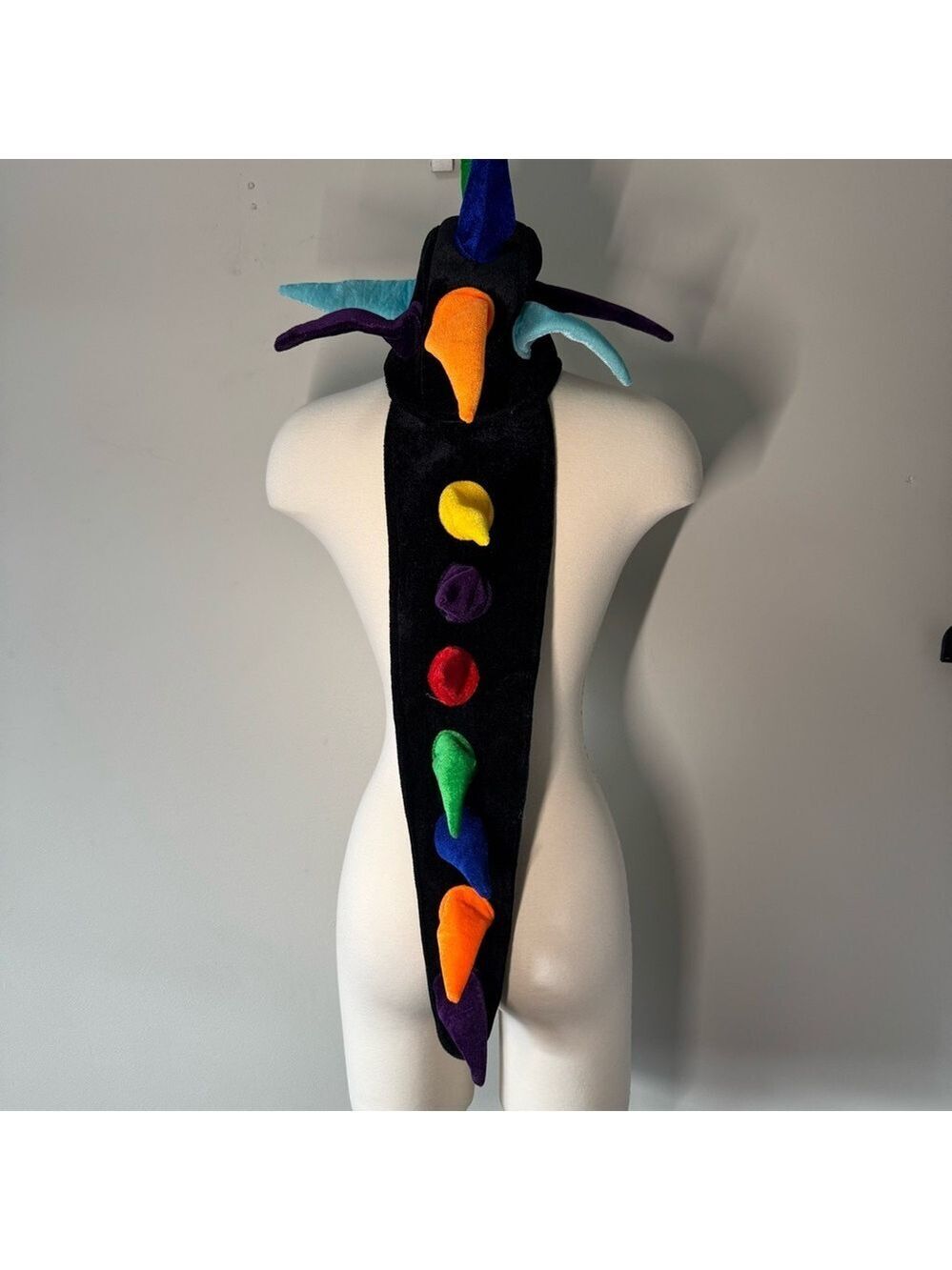 Colorful Dragon Spiked Multi Color Plush Tail Hat